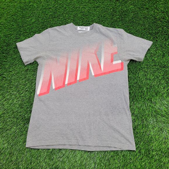 NIKE Shirt Medium 20x27 Heathered-Gray Neon Spellout - Picture 1 of 12